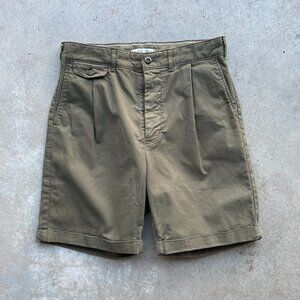 ALEX MILL Pleated Stretch BCI Cotton Twill Chino Shorts Green Size US 29’’